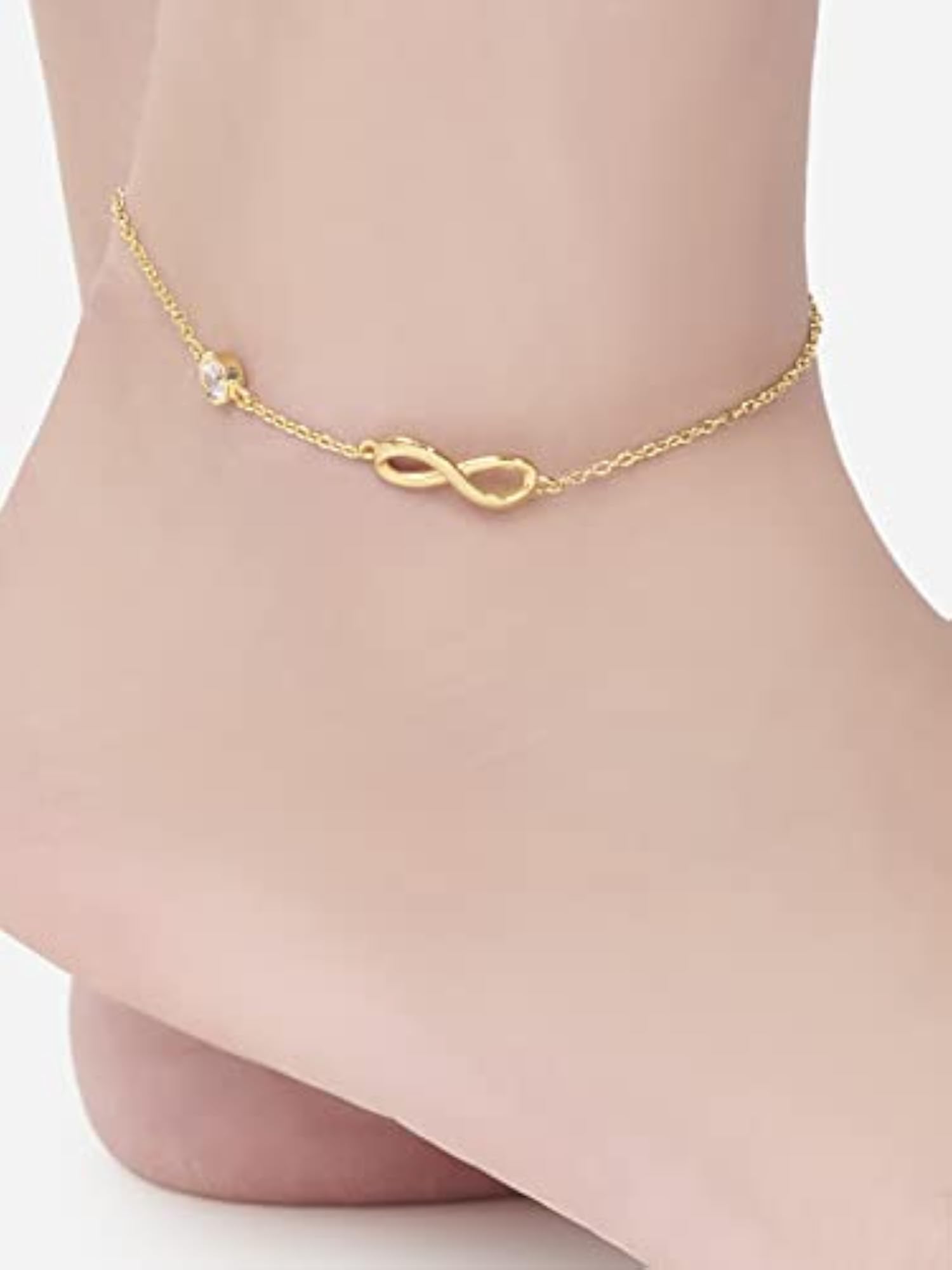 Infinity Shape Anklet with Solitaire Crystal Diamonds